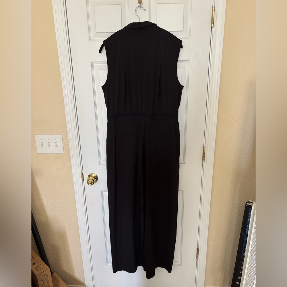 ATHLETA Black Sleeveless Zip Up Wide-Leg Jumpsuit, Size 14 - Picture 8 of 9